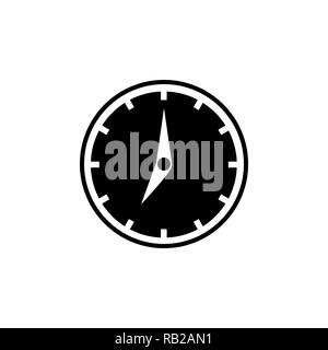 Clock icon. Black filled icon, white clock arrows Stock Vector