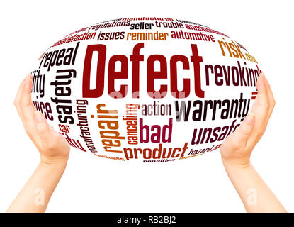 Defect word cloud hand sphere concept on white background. Stock Photo