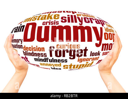 Dummy word cloud hand sphere concept on white background. Stock Photo