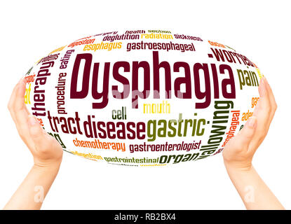 Dysphagia word cloud hand sphere concept on white background. Stock Photo