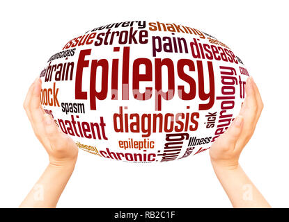 Epilepsy word cloud hand sphere concept on white background. Stock Photo