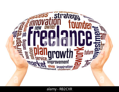 Freelance word cloud hand sphere concept on white background Stock Photo