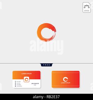 brush initial O creative logo template for corporate vector illustration, business card design template include Stock Vector