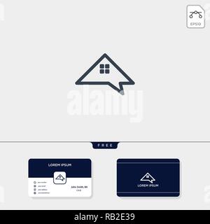 home, real estate forum, chat, or talk creative logo template for corporate vector illustration, business card design template include Stock Vector