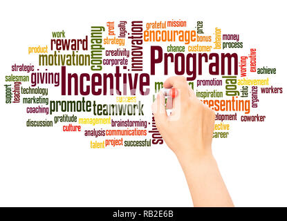 Incentive program word cloud hand writing concept on white background. Stock Photo