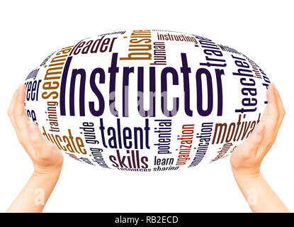 Instructor word cloud hand sphere concept on white background. Stock Photo