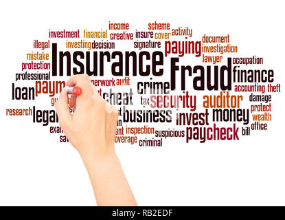 Insurance fraud word cloud hand writing concept on white background. Stock Photo