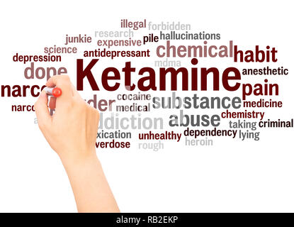 Ketamine word cloud hand writing concept on white background. Stock Photo
