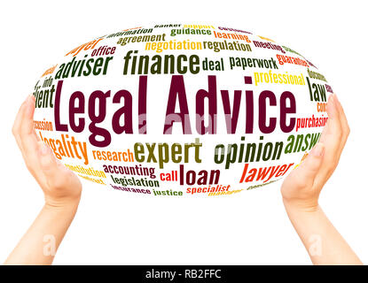 Legal Advice word cloud hand sphere concept on white background. Stock Photo