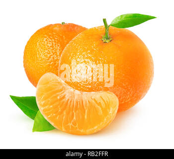 Isolated citrus fruits. Tangerines on white background with clipping path Stock Photo