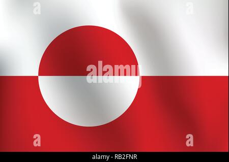 Flag of Greenland with a little Waving, Shading & Flag Colors separated layers - Vector Illustration Stock Vector
