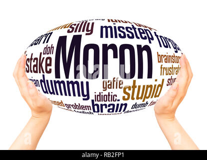 Moron word cloud hand sphere concept on white background. Stock Photo