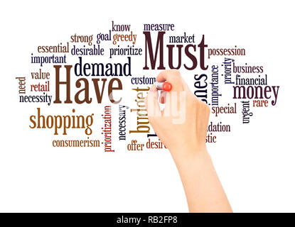 Must Have word cloud hand writing concept on white background. Stock Photo