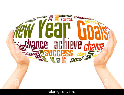 New Year Goals word cloud concept on white background. Stock Photo
