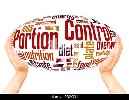 Portion Control word cloud hand sphere concept on white background. Stock Photo