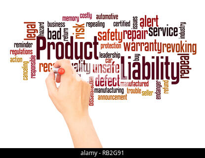 Product Liability word cloud hand writing concept on white background. Stock Photo