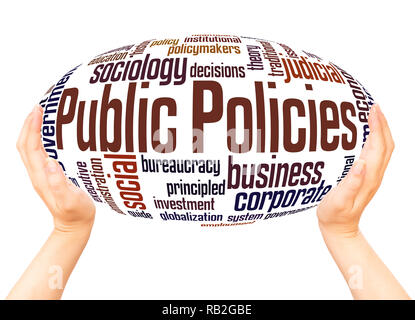 Public Policies word cloud hand writing concept on white background. Stock Photo