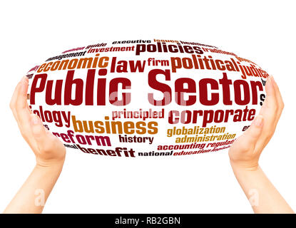 Public Sector word cloud hand sphere concept on white background. Stock Photo
