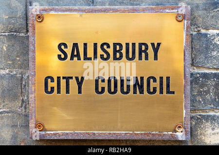 Salisbury City Council plaque Stock Photo