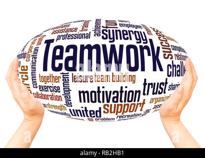 Collaboration word cloud hand sphere concept on white background Stock ...