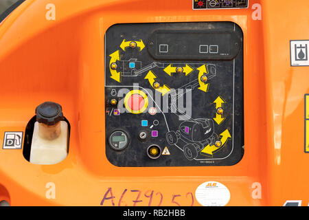 Cherry picker control panel Stock Photo