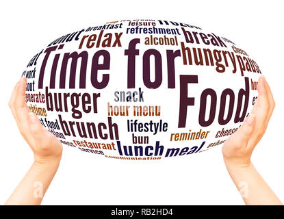 Time for Food word cloud hand sphere concept on white background. Stock Photo