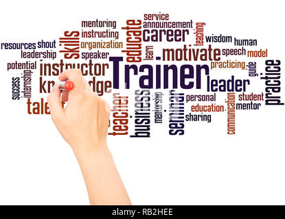 Trainer word cloud hand writing concept on white background. Stock Photo