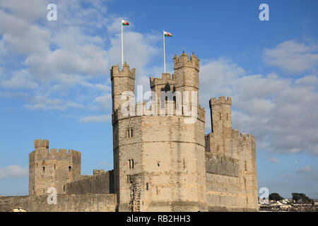 Caernarfon Castle, UNESCO World Heritage Site, Caernarfon, Gwynedd, North Wales, Wales, United Kingdom Stock Photo