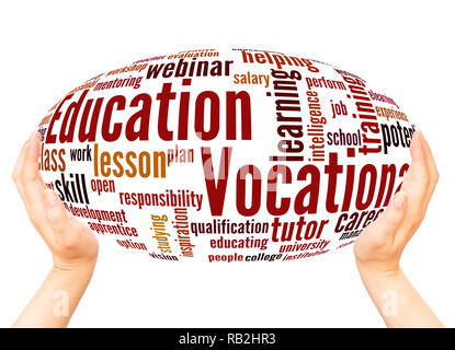 Vocational education word cloud hand sphere concept on white background. Stock Photo