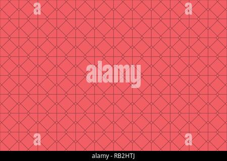 Seamless, abstract background pattern in rhombus shapes made with lines in light red color. Decorative vector art. Stock Vector