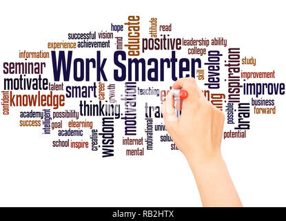 Work Smarter word cloud hand writing  concept on white background. Stock Photo