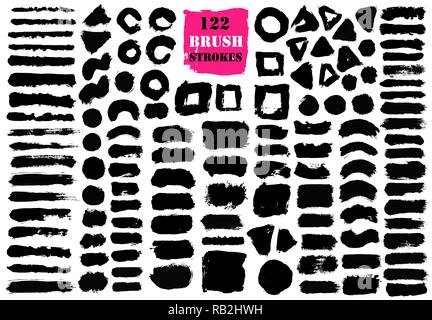 Brush strokes set vector painted isolated objects Stock Vector