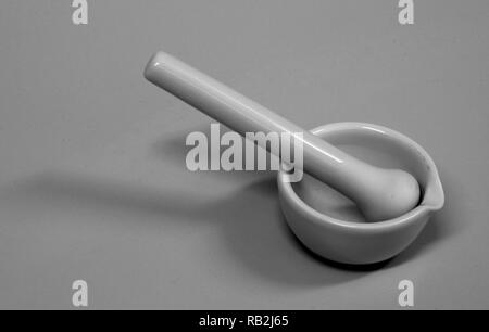 Test tube in an orange colored laboratory rack - looking from above Stock Photo