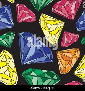 Colorful Brilliant Cut Diamond Seamless Pattern Stock Vector