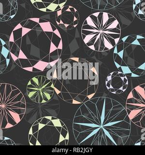 Colorful Diamond Seamless Pattern on Dark Grey Stock Vector