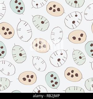 Lunaria silver dollar plant seamless pattern Stock Vector
