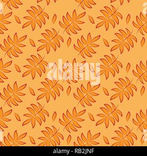 Orange on Orange Tropical leaves seamless pattern. Simple Botanical Print Stock Vector