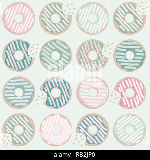 Donut Seamless Pattern in Pastel colors Stock Vector