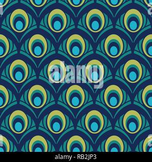 Peacock Feather Ornamental Multi Colored Seamless Pattern for Giftwrap, Backdrop, Wallpaper Stock Vector