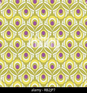 Light Colored Ornamental Peacock Feather Seamless Pattern for Giftwrap, Backdrop, Wallpaper Stock Vector