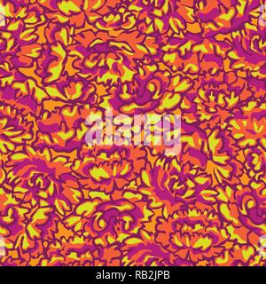 Pink and Orange Peonies Seamless Pattern on Orange. Abstract Wallpaper Design Stock Vector