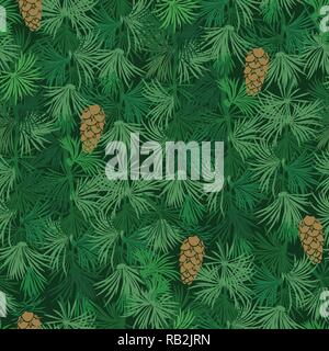 Pine Branches Wall Drawing Seamless Pattern. Evergreen Design Pattern Stock Vector
