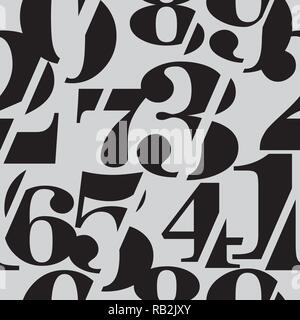 Sliced Serif Numbers Seamless Pattern Stock Vector