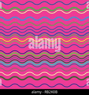 wavy line pattern on bright pink Stock Vector