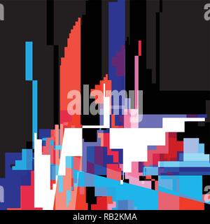 Abstract multicolored background with different geometric elements and buildings Stock Vector