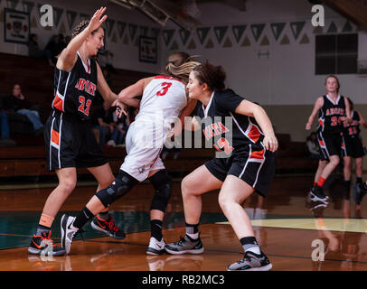 Basketball action with Arcata vs. Corning High School  in Red Bluff, California. Stock Photo