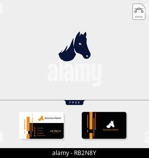 head of horse logo template vector illustration and logo inspiration, get free business card template design Stock Vector