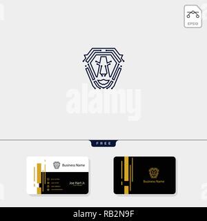 lion tech logo icon template vector illustration, get free business card design template Stock Vector