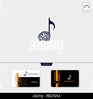 brain music creative logo template, vector illustration, get free business card design template Stock Vector