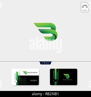 minimal initial B wings creative logo template vector illustration, get free business card design template Stock Vector